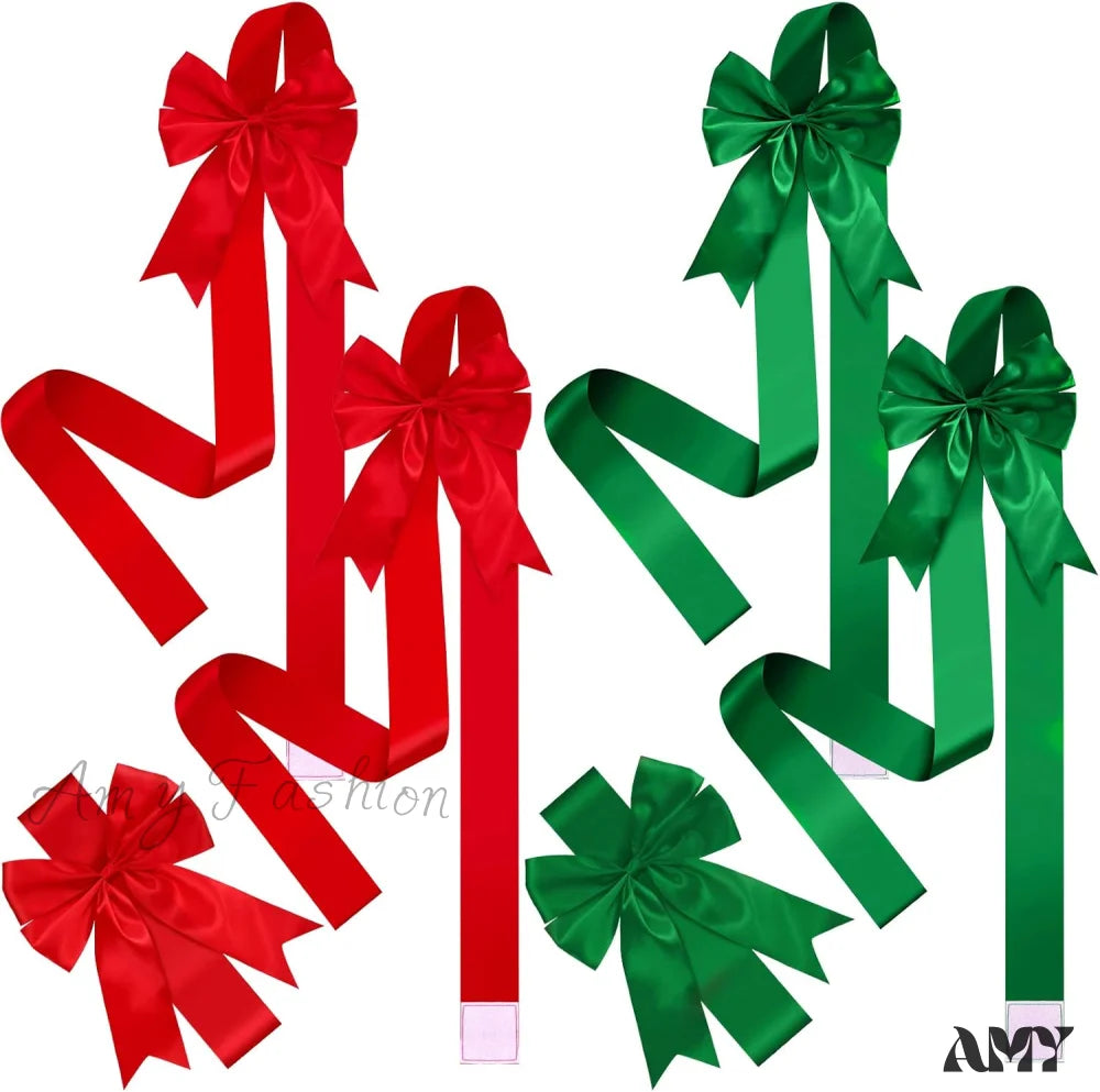 Christmas Cabinet Festive Door Ribbons - Red Green