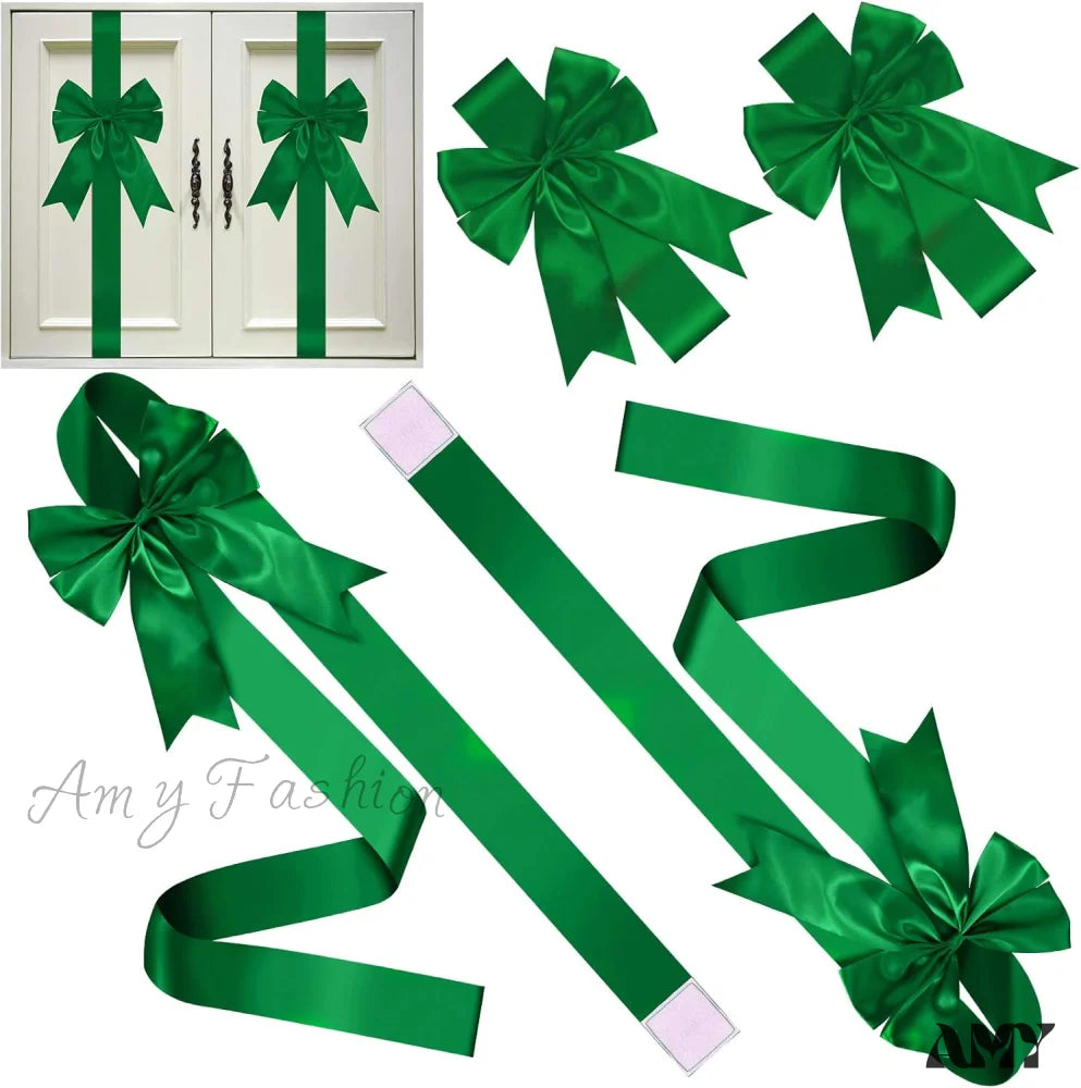 Christmas Cabinet Festive Door Ribbons - Red Green