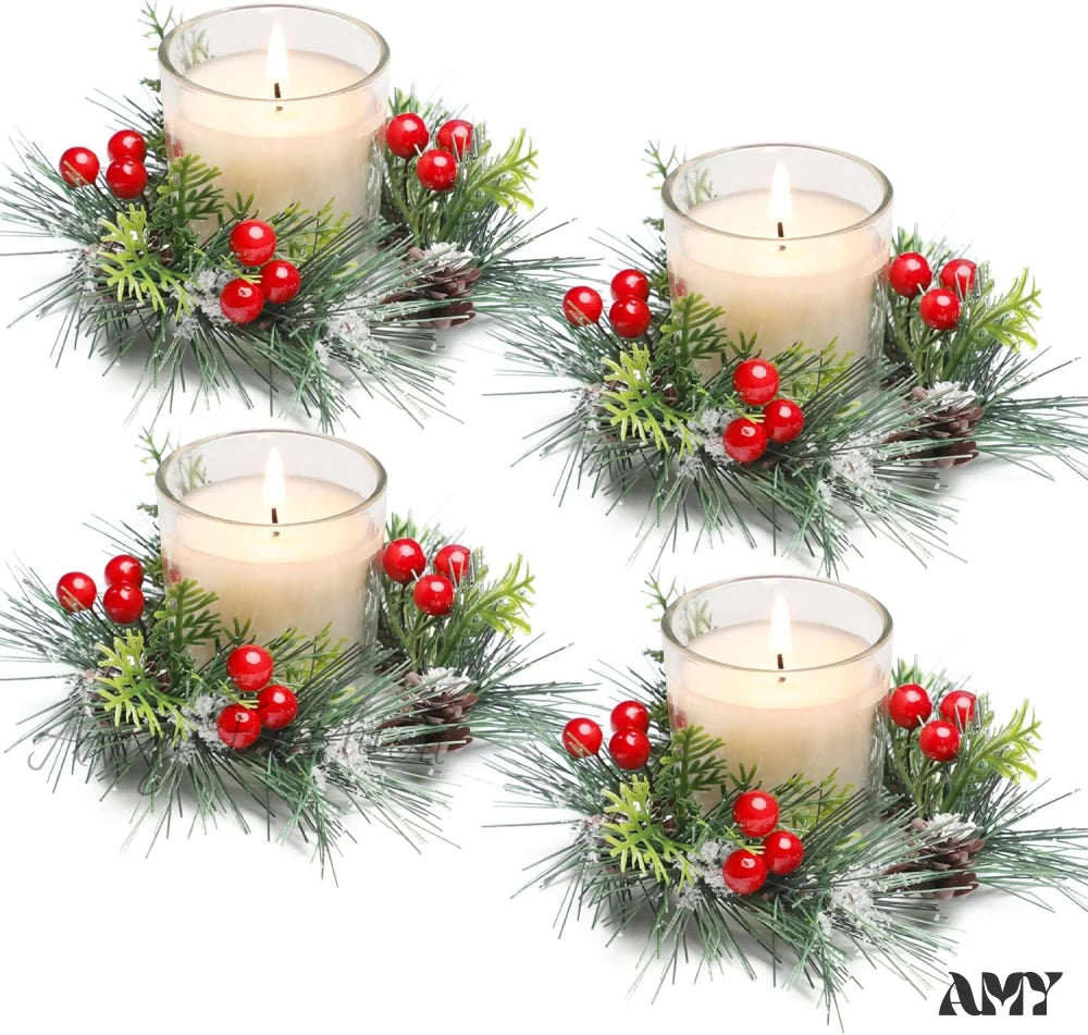 Christmas Candle Ring With Votive - Gold Clear