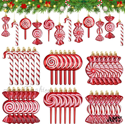 Christmas Candy Cane Ornaments - Glitter Tree Decorations