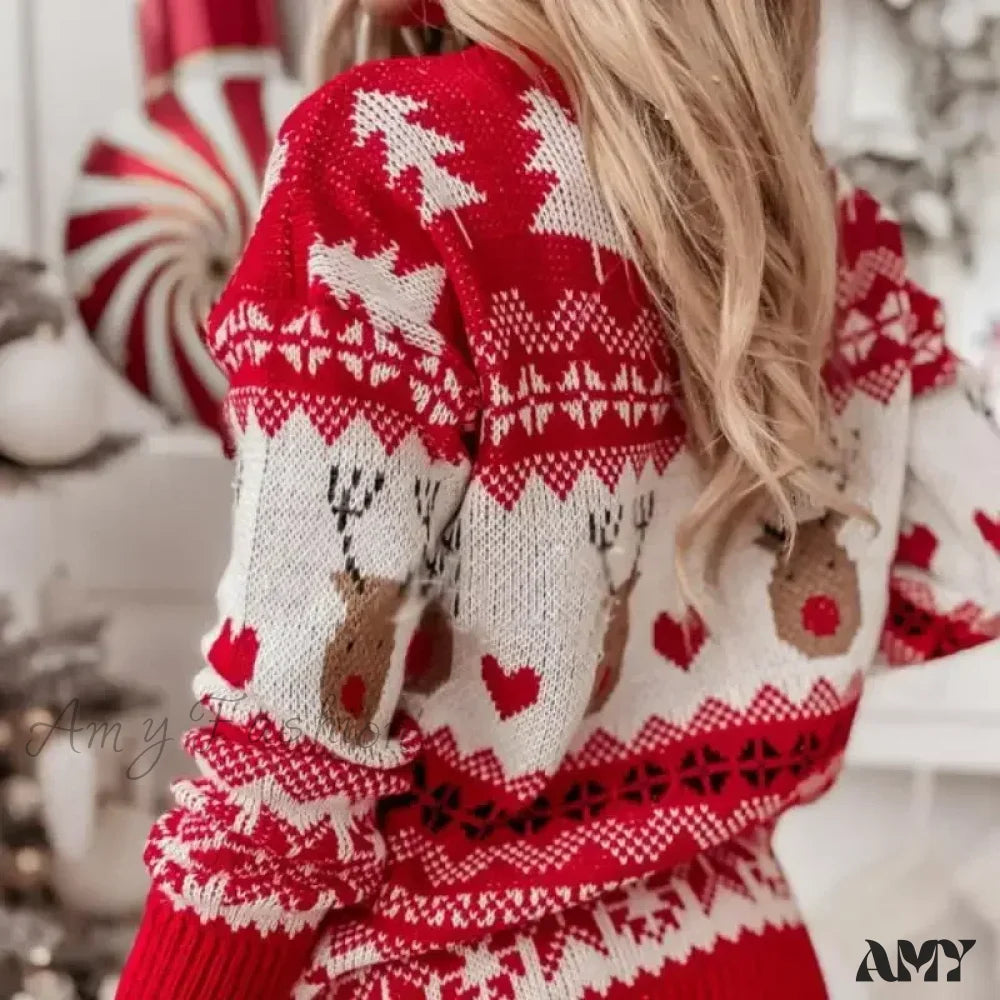 Christmas Casual Soft O Neck Long Sleeve Warm Thick Winter Sweater