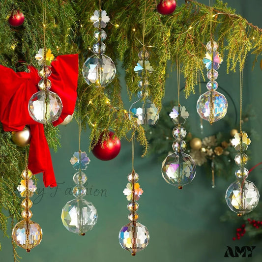 Christmas Crystal Ornaments - Set Of 12 Iridescent Ball