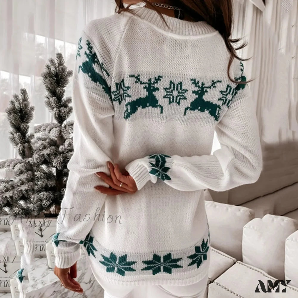 Christmas Deer Knitted Long Sleeve Sweater