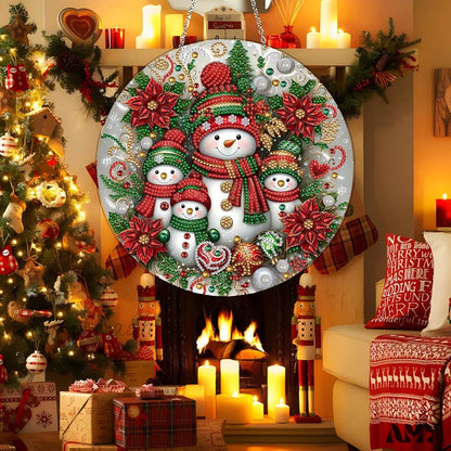 Christmas Diamond Art Painting Wreath Kit - Snowman