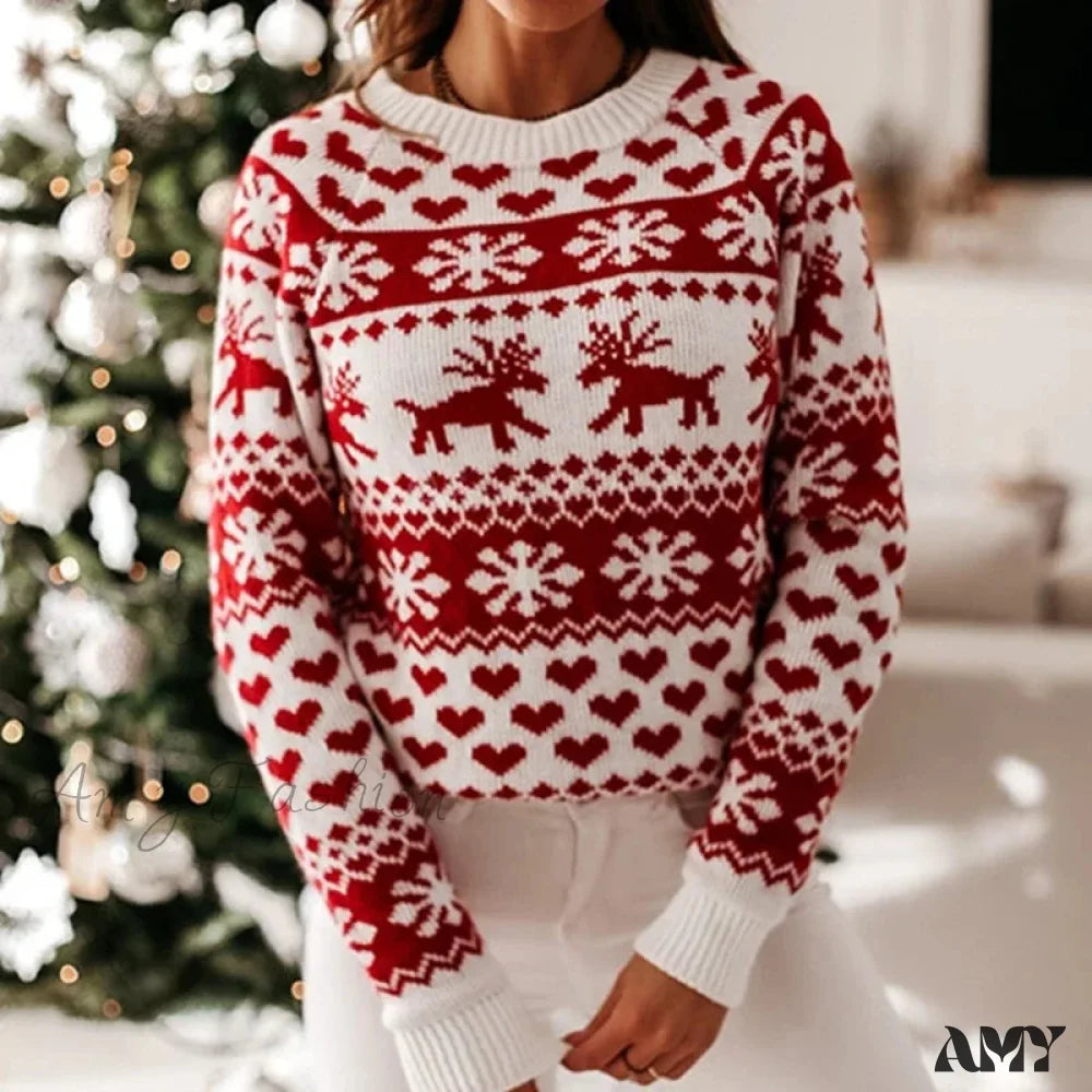 Christmas Knitting Soft Warm Knitwear Full Sleeve Casual Sweater