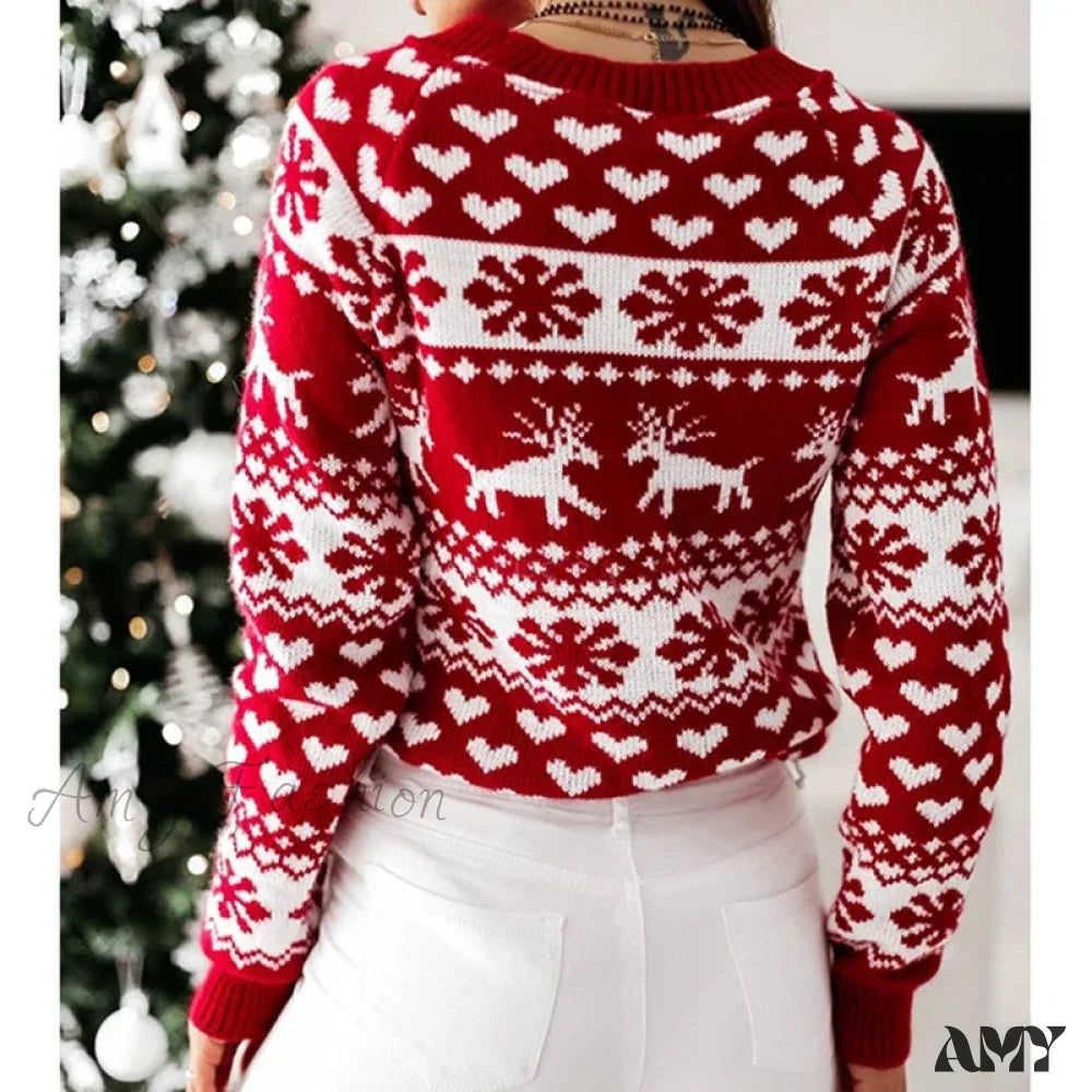 Christmas Knitting Soft Warm Knitwear Full Sleeve Casual Sweater