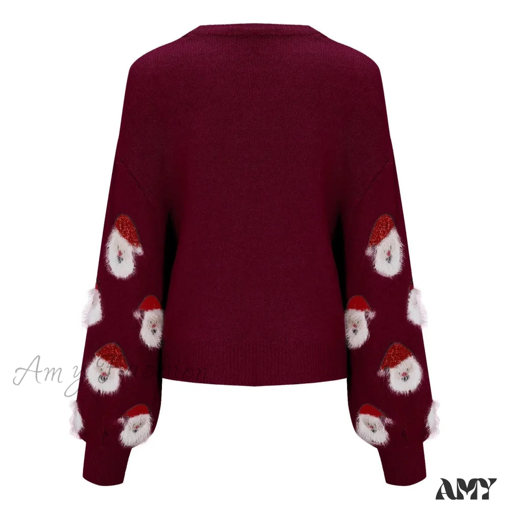 Christmas Santa Head Oversized Sweater