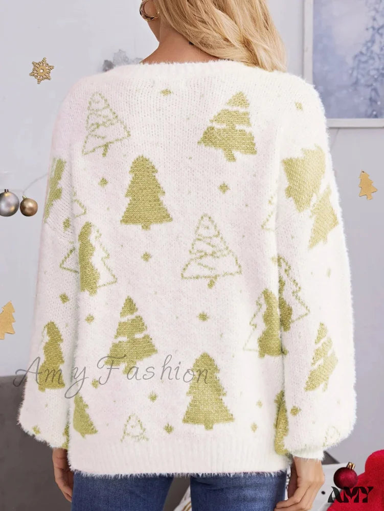 Christmas Tree Design Loose Lazy Wind Sweater