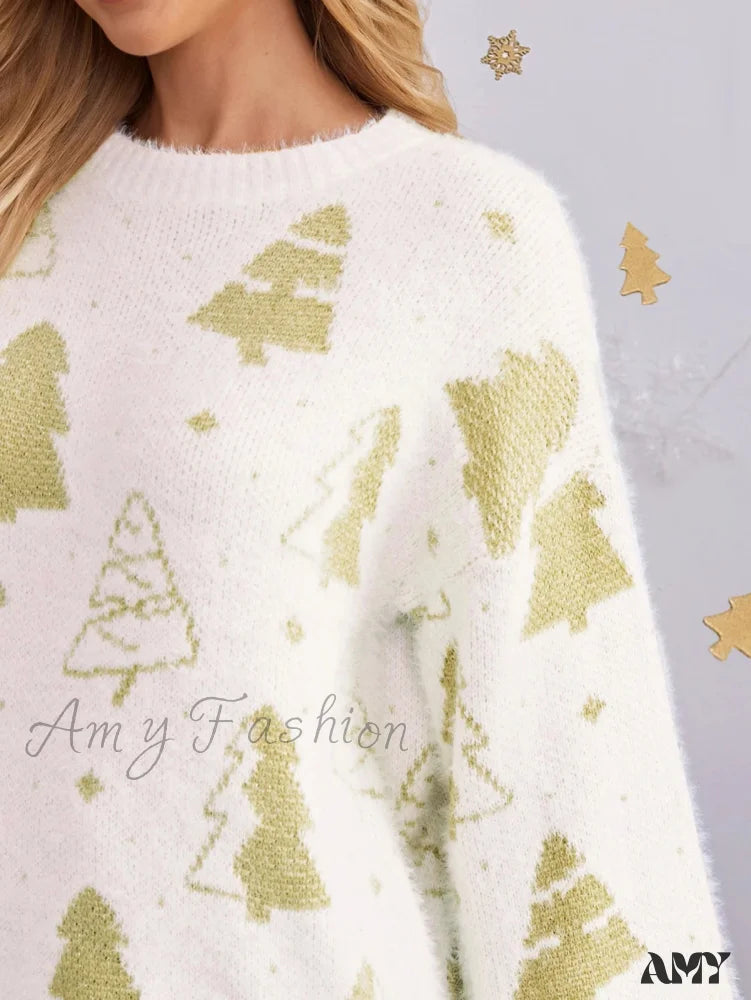 Christmas Tree Design Loose Lazy Wind Sweater