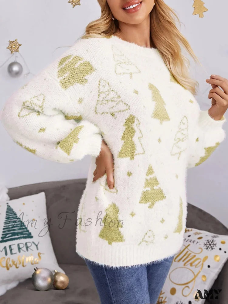 Christmas Tree Design Loose Lazy Wind Sweater