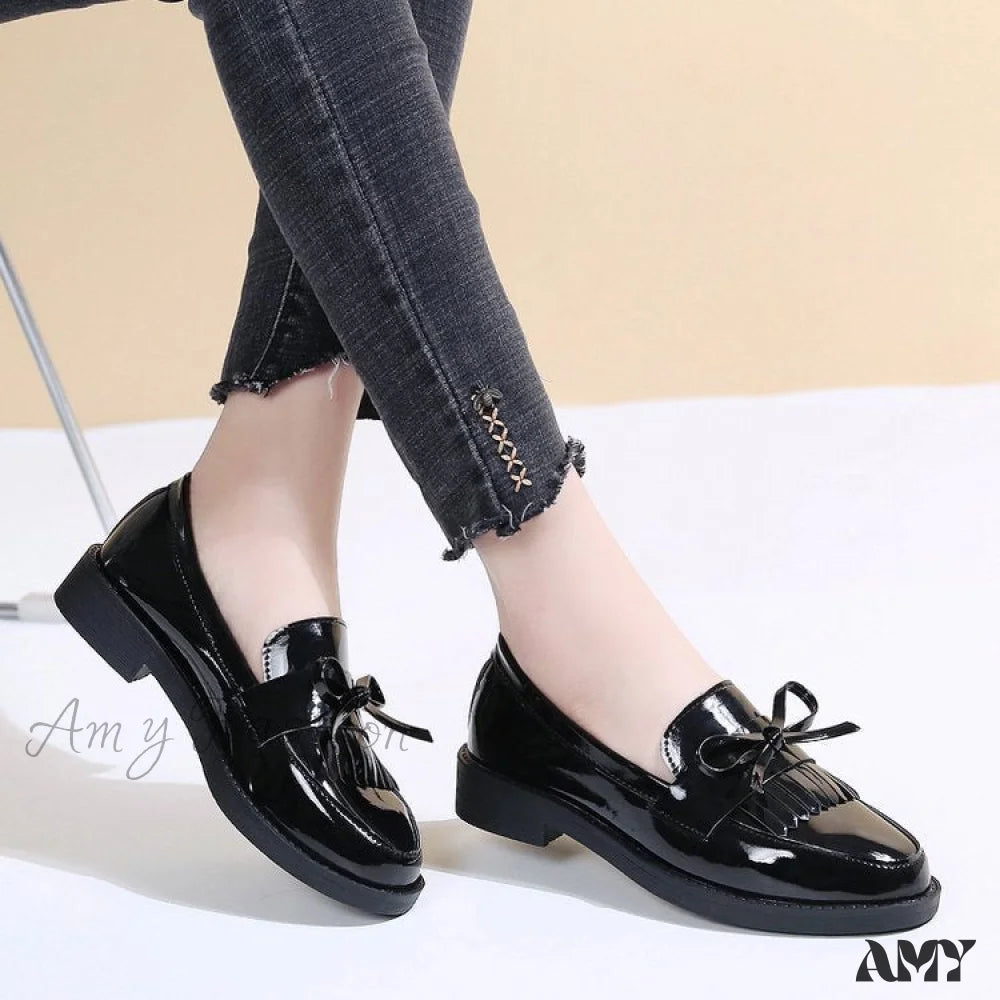 Chunky Heel Plus Size Women’s Butterfly Bow Loafers Spring Autumn 2024 Shoes