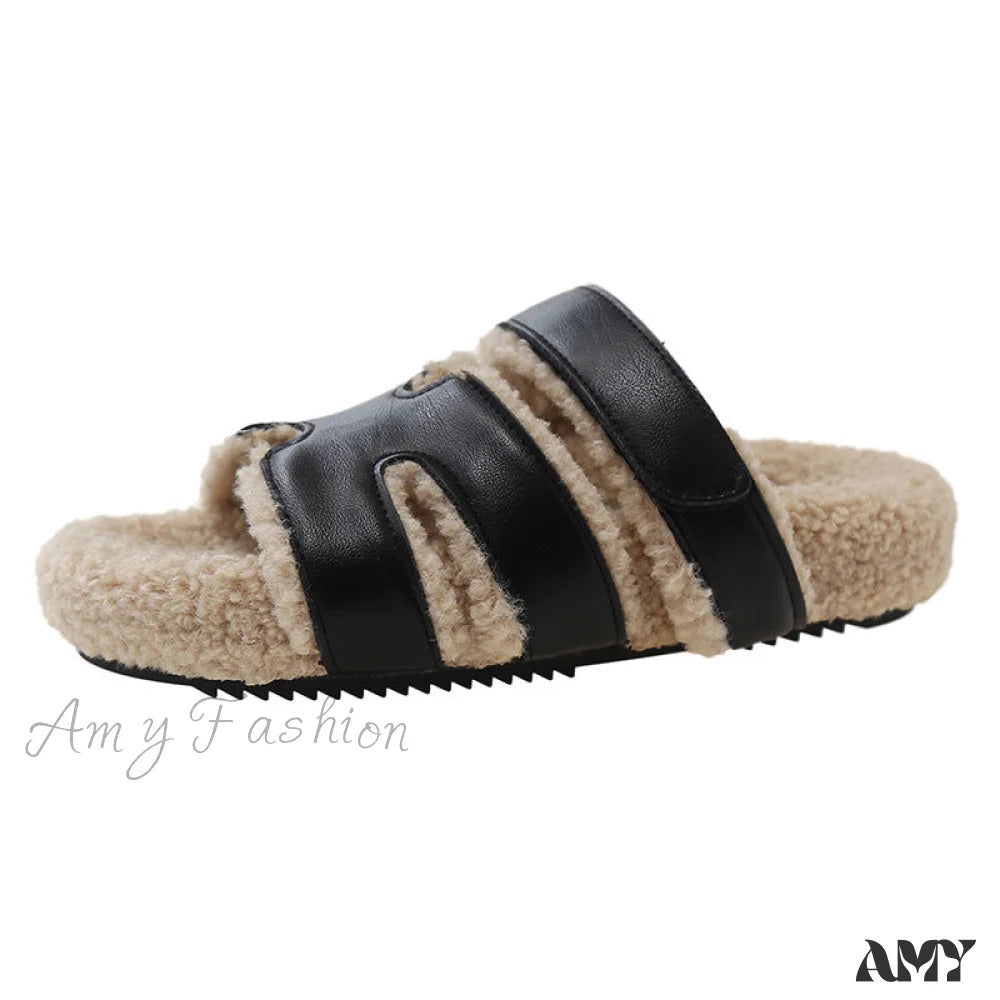 Cozy Lightweight Furry Trendy Comfortable Soft Stylish Autumn Casual Shoes Black / 35