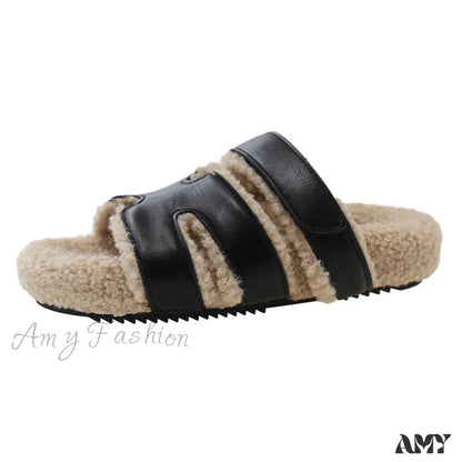 Cozy Lightweight Furry Trendy Comfortable Soft Stylish Autumn Casual Shoes Black / 35