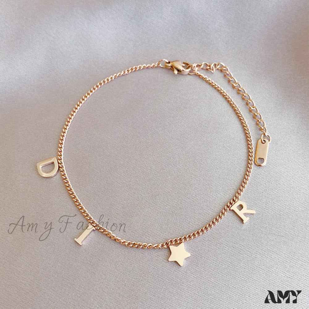 Creative Letter Pendant Bracelet Rose Gold Anklet