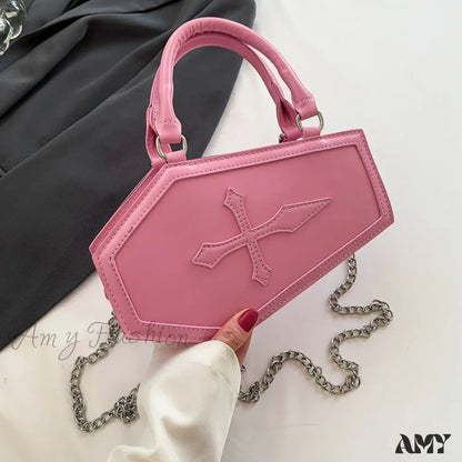 Crossbody Handle Shape Bag Top Cosmetic Capacity Pu Coffin Travel Large Phone Shoulder Pink