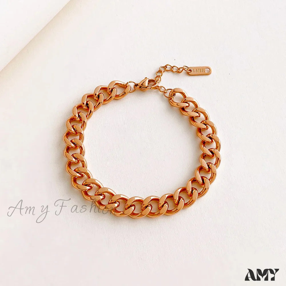 Cuban Chain Retro Style Niche Design Bracelet Rose Gold Bracelet