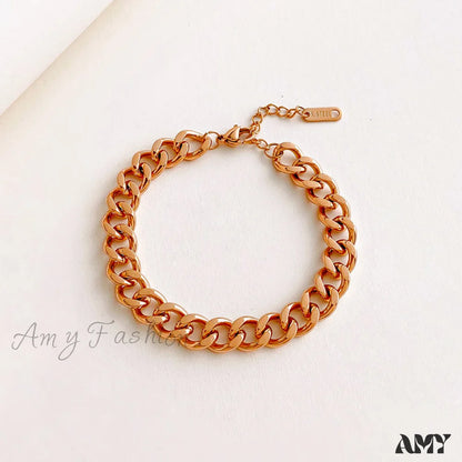 Cuban Chain Retro Style Niche Design Bracelet Rose Gold Bracelet