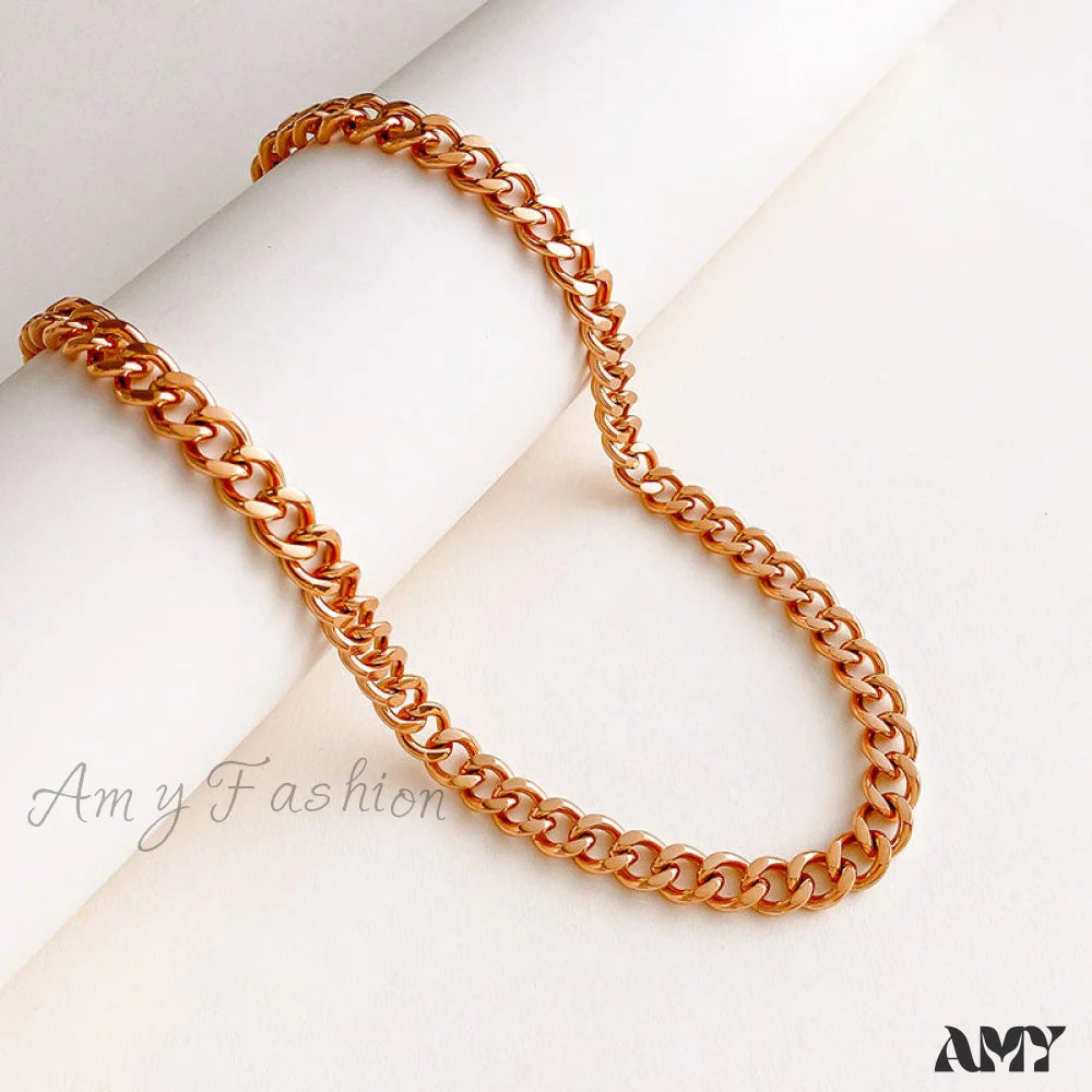 Cuban Chain Retro Style Niche Design Bracelet Rose Gold Necklace