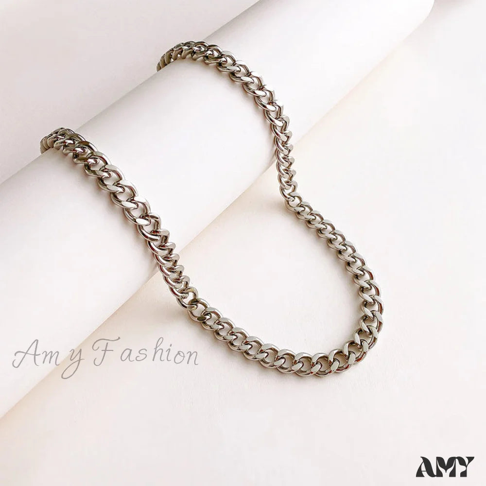 Cuban Chain Retro Style Niche Design Bracelet White Necklace