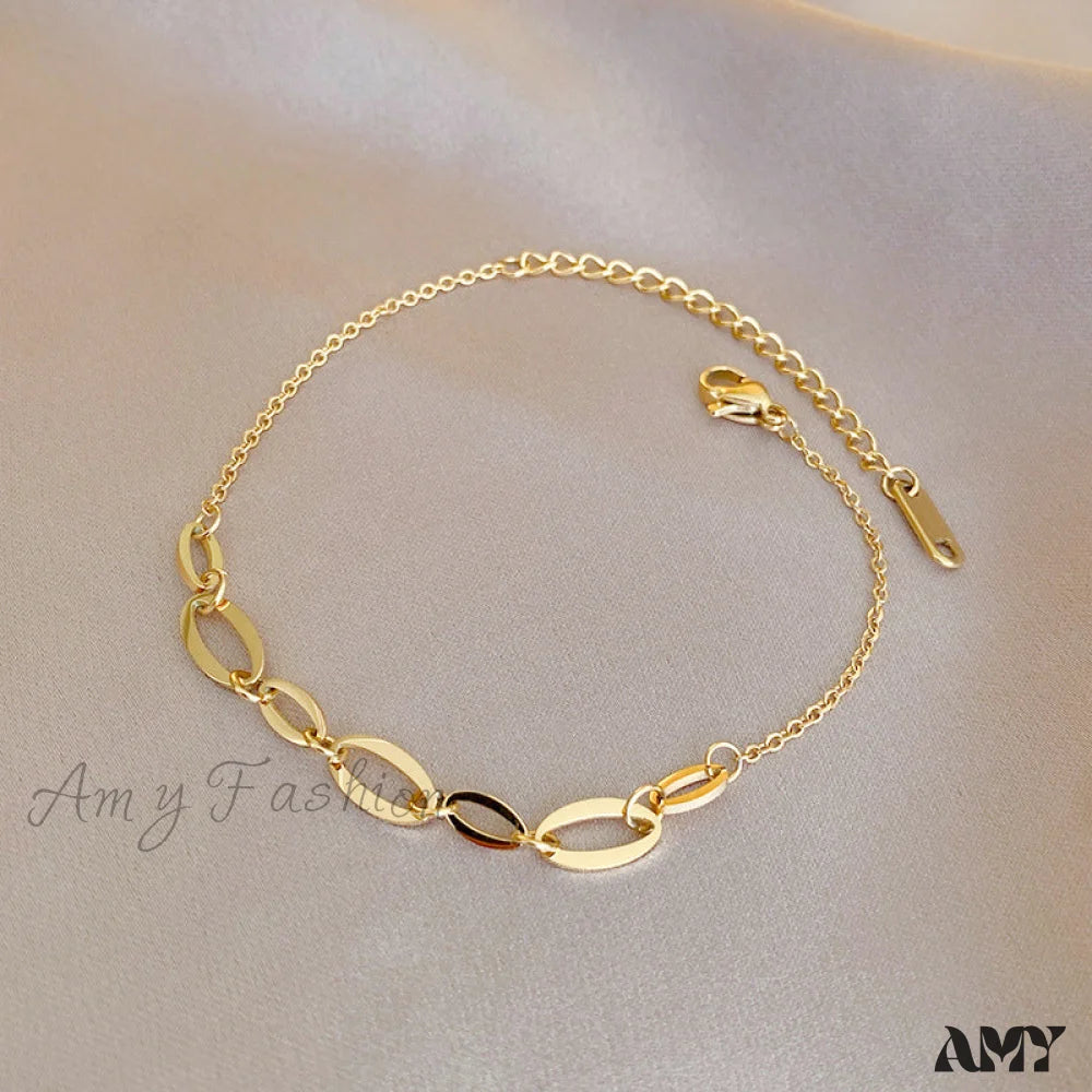 Custom Unique Design Simple Chain Bracelet Gold