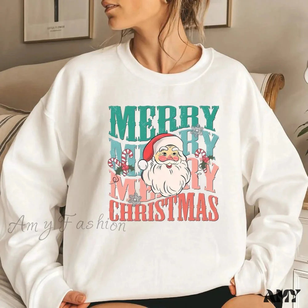 Cute Santa Christmas Hoodie For Girls White / S