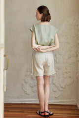 Linen Relaxed Fit Cuffed Pants