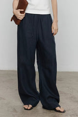Linen Relaxed Draped Wide Leg Pants
