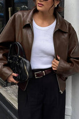 Casual Leather Long-Sleeve Vacation Jacket