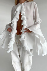 Ruffled Long-Sleeve Elegant Blouse
