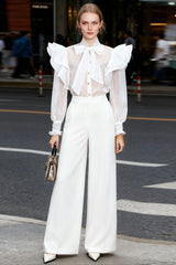 Solid Waist-Tie Sexy Stylish Blouse