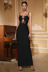 Black Bandage Backless High-Slit Stretch Slim Party Dress