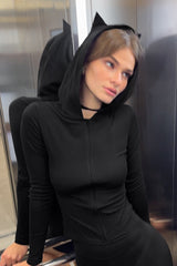 Devil Zip-Up Fitted Solid Hoodie