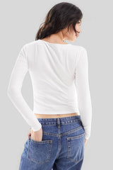 Elegant Solid Bowknot Cutout Slim Base Layer