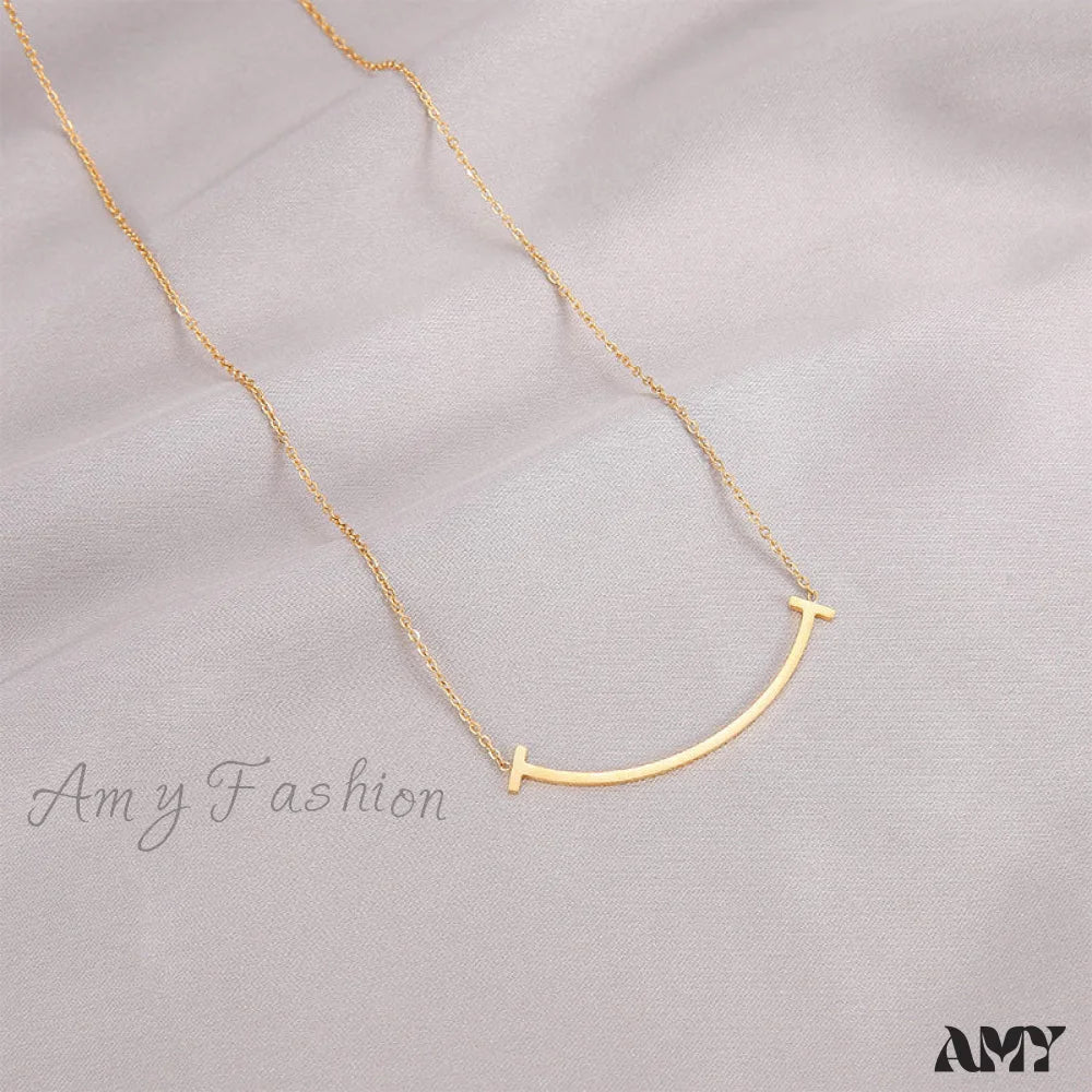 Designable Unique Smile Line Necklaces Gold