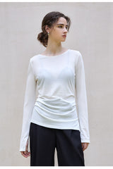 Stylish Wool Tencel Asymmetrical Hem Fitted Base Layer