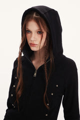 Double-Zip Fitted Short Hoodie