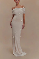 Floral Off-Shoulder Strapless Maxi Party Dress