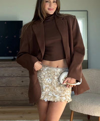 Sequin Zipper High Waist Slim Skirt