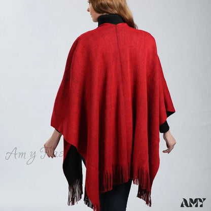 Double-Sided Fashion New Split Trendy Warm Cozy Cape Scarf