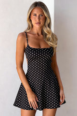 Polka Dot Cutout Back Lace Up A Line Slip Dress