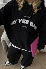 Retro Street Letter Print Warm Hoodie