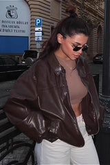 Casual Leather Loose Bomber Jacket