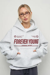Forever Young Slogan Oversized Pullover Hoodie