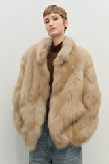 Mid-Length Faux Fox Fur Stand Collar Warm Coat