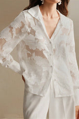 Embroidered Turtleneck Casual Spring-Summer Blouse