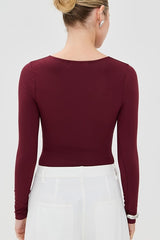 Sexy Solid Cutout Long Sleeve Fitted Base Layer