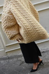 Slouchy Loose Cable-Knit Long Sleeve Sweater