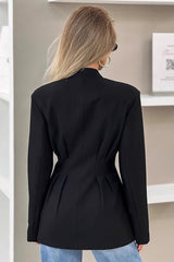 Elegant V-Neck Tailored Waist Blazer