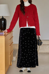 Vintage Crochet Knit Christmas Cardigan