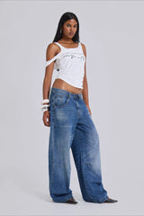 Beaded Wide Leg Denim Jeans